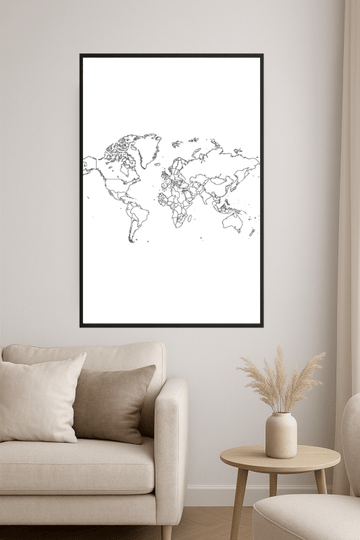 Minimalistyczna Sztuka Mapy Świata - CasaNookDecor