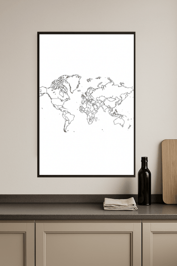 Minimalistyczna Sztuka Mapy Świata - CasaNookDecor