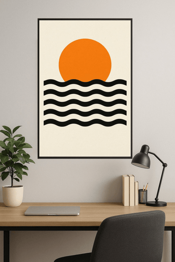 Minimalistyczna Sztuka Słońca i Wody - CasaNookDecor