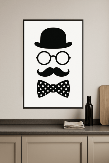 Minimalistyczny Plakat Sztuki Wąsów - CasaNookDecor