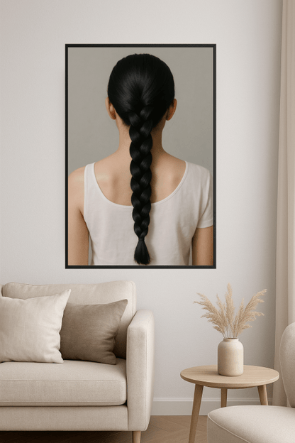 Minimalistyczny Portret Z Warkoczem - CasaNookDecor