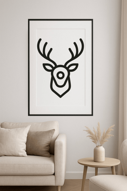 Minimalistyczny Zarys Głowy Jelenia - CasaNookDecor