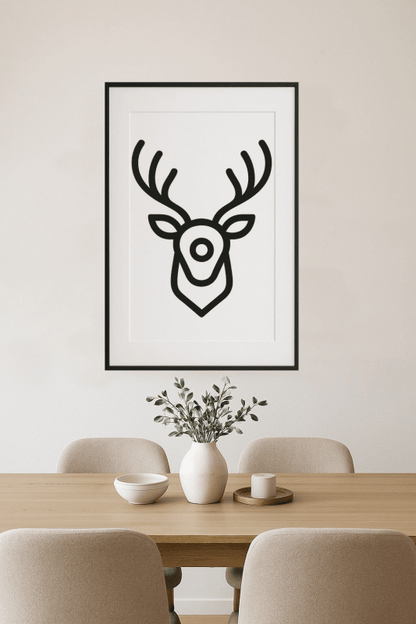 Minimalistyczny Zarys Głowy Jelenia - CasaNookDecor