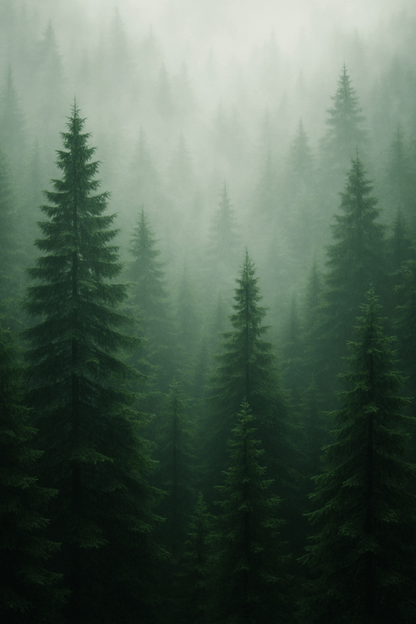 Misty Evergreen Forest - CasaNookDecor