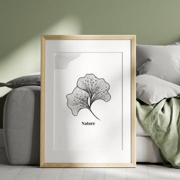 Monochromatyczny plakat z liściem do druku