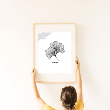 Monochromatyczny plakat z liściem do druku