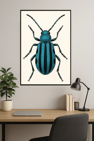 Niebieski Pasiasty Żuk - Druk Sztuki - CasaNookDecor