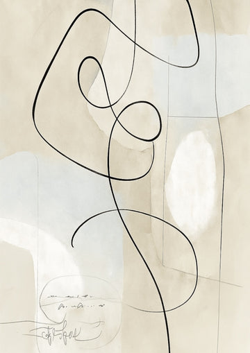 Plakat z abstrakcją w beżach i pastelach do druku