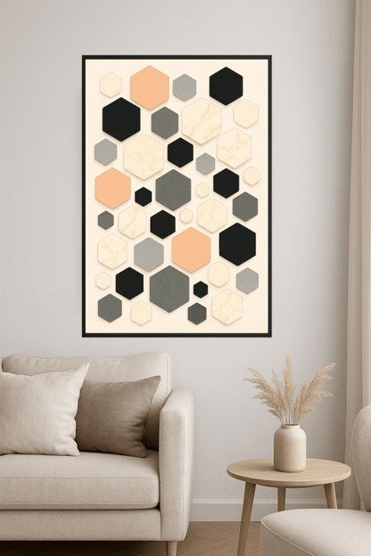 Nowoczesna Sztuka Ścienna Hexagon - CasaNookDecor