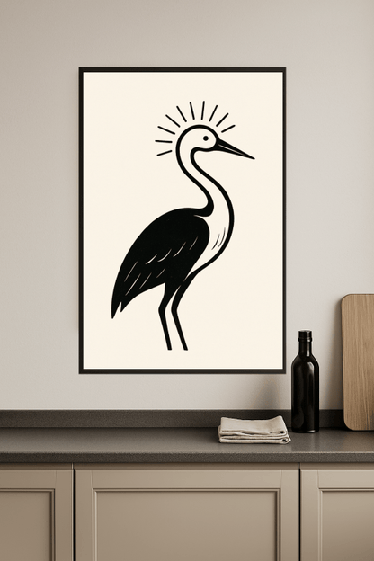 Nowoczesny Druk Sztuki Żurawia - CasaNookDecor