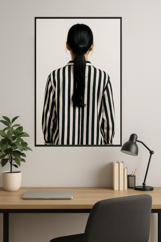 Obraz Sztuki z Paskowaną Koszulą - CasaNookDecor