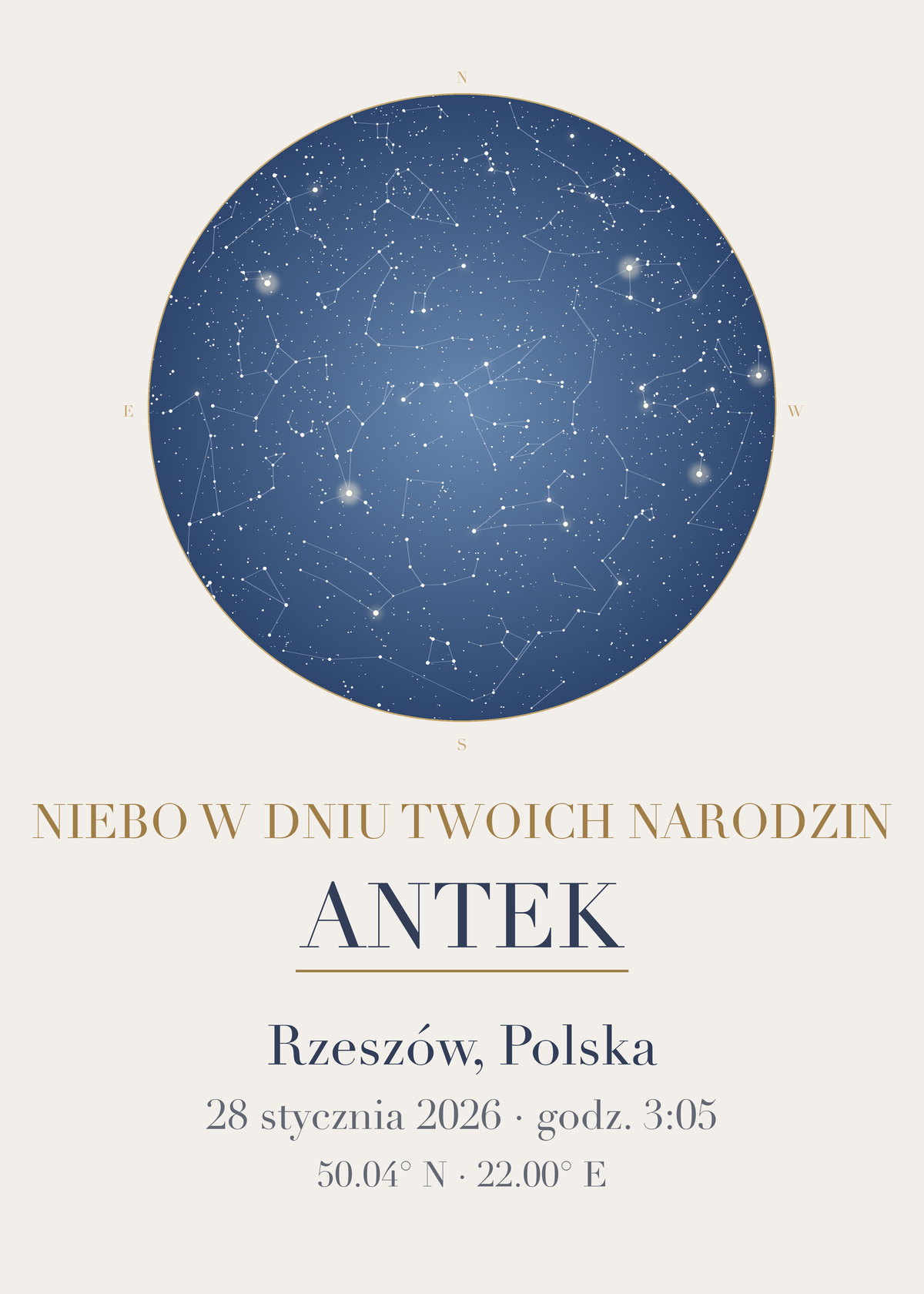 Mapa Nieba do pokoju dziecka, kolejny przykład personalizacji