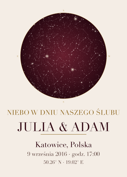 Mapa Nieba na rocznicę ślubu, kolejny przykład personalizacji