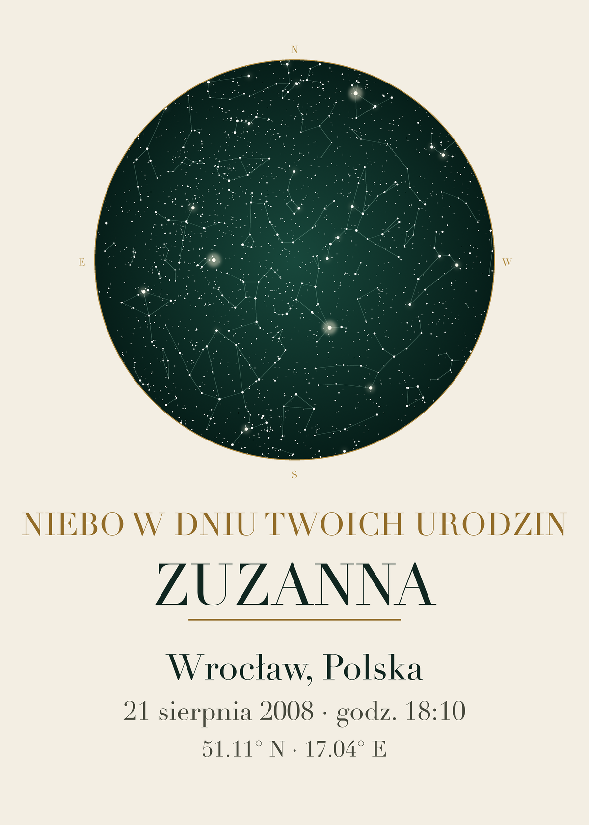 Mapa Nieba na urodziny, kolejny przykład personalizacji