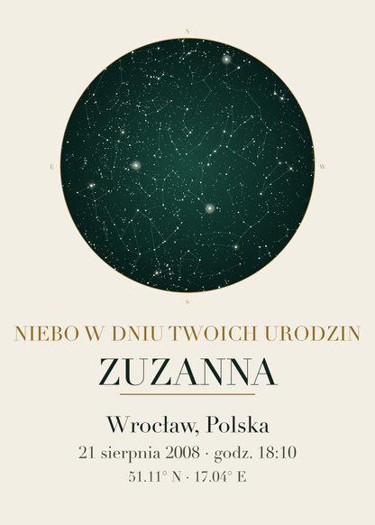 Mapa Nieba na urodziny, kolejny przykład personalizacji