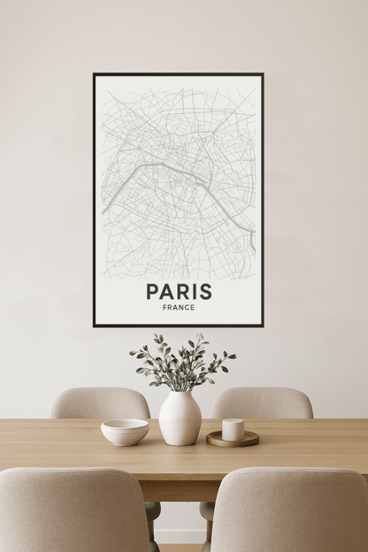 Plakat Artystyczny Mapy Paryża - CasaNookDecor