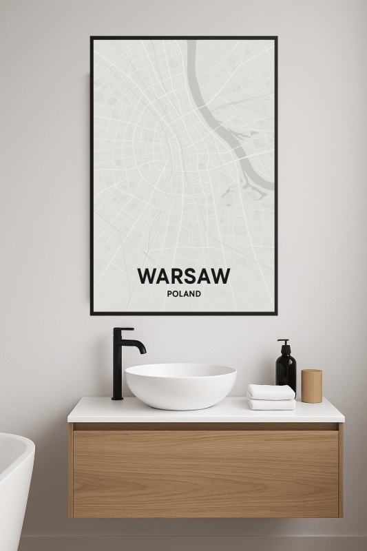 Plakat Artystyczny Mapy Warszawy - CasaNookDecor