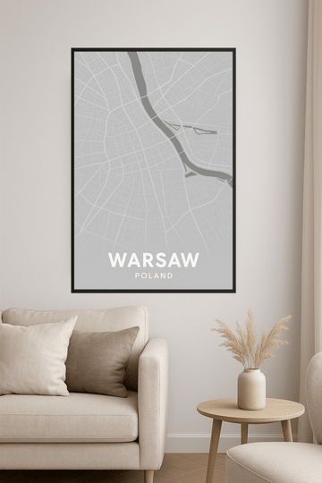Plakat Artystyczny Mapy Warszawy - CasaNookDecor
