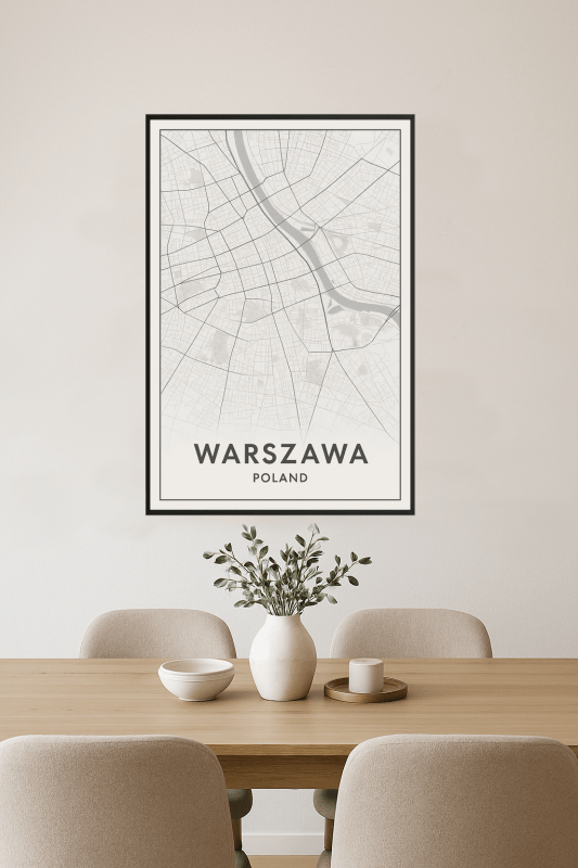 Plakat Mapa Warszawy - CasaNookDecor