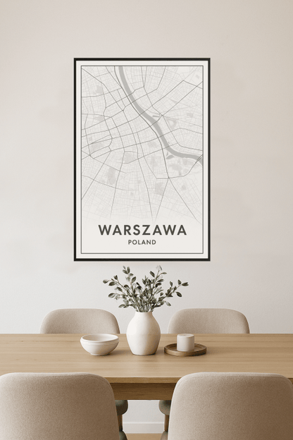 Plakat Mapa Warszawy - CasaNookDecor
