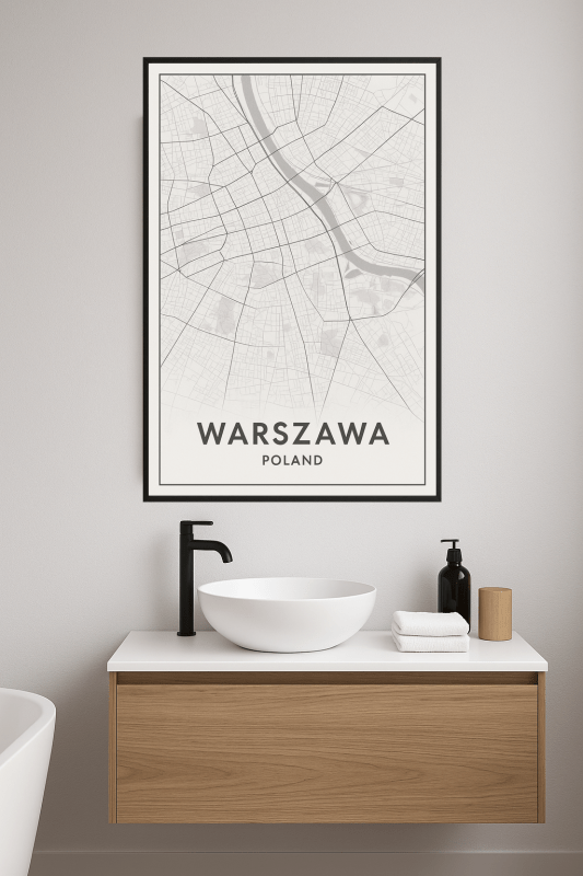Plakat Mapa Warszawy - CasaNookDecor