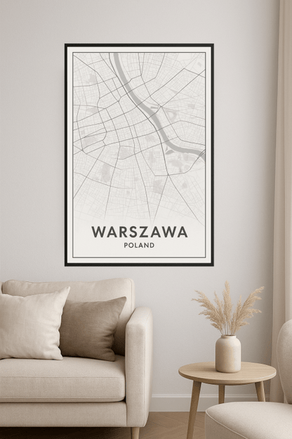 Plakat Mapa Warszawy - CasaNookDecor