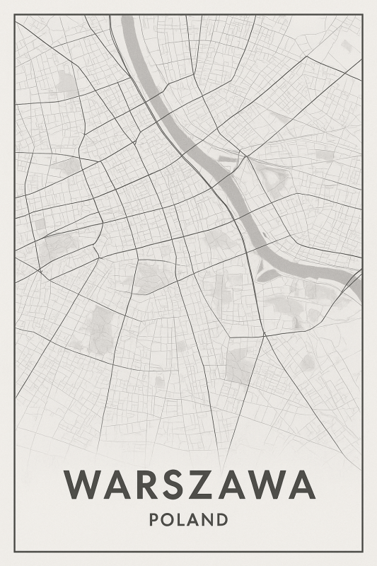 Plakat Mapa Warszawy - CasaNookDecor