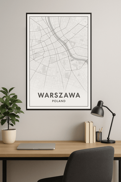Plakat Mapa Warszawy - CasaNookDecor