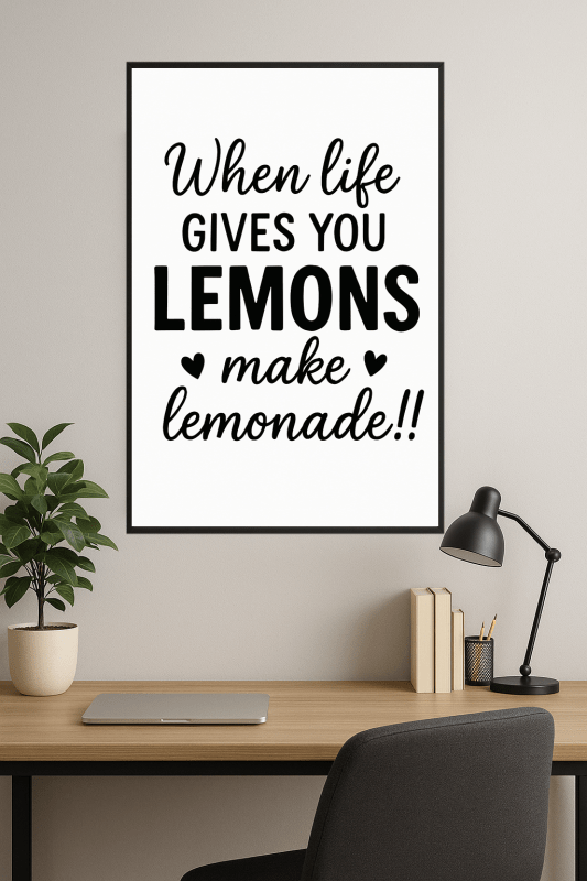 Plakat Motywacyjny z Cytatem o Cytrynach - CasaNookDecor