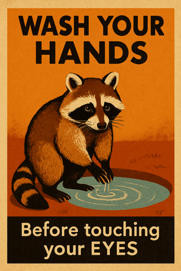 Plakat: Myj Ręce, Szop Pracz - CasaNookDecor