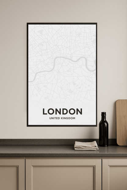 Plakat Sztuki Mapy Londynu - CasaNookDecor