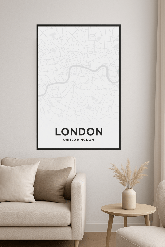 Plakat Sztuki Mapy Londynu - CasaNookDecor