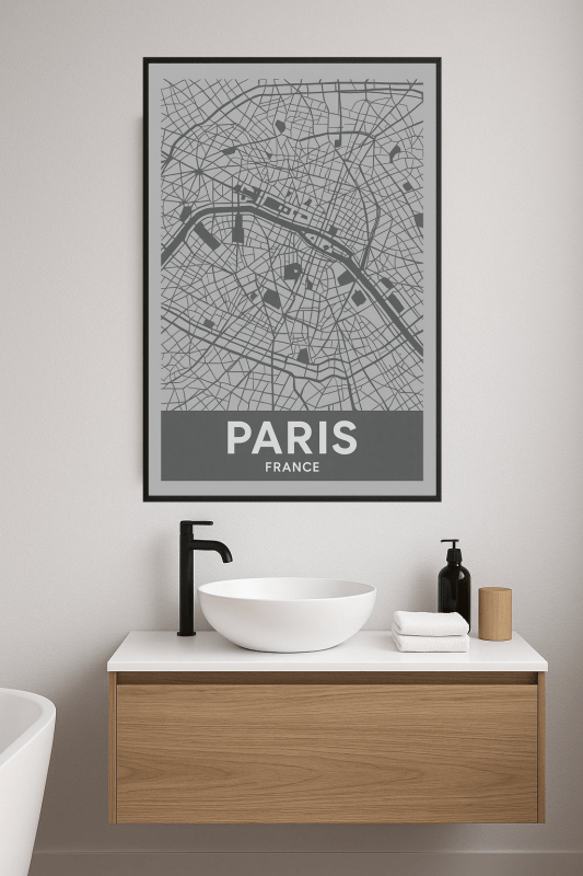 Plakat Sztuki Mapy Paryża - CasaNookDecor