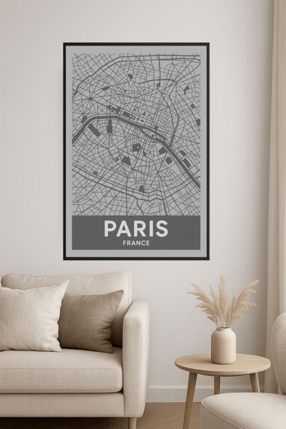 Plakat Sztuki Mapy Paryża - CasaNookDecor