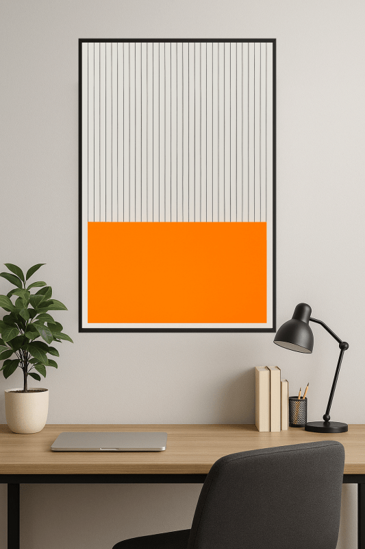 Pomarańczowa i Szara Sztuka Linii - CasaNookDecor