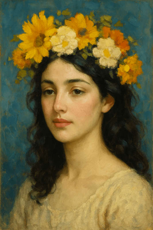 Portret w Kwiatowej Koronie - CasaNookDecor