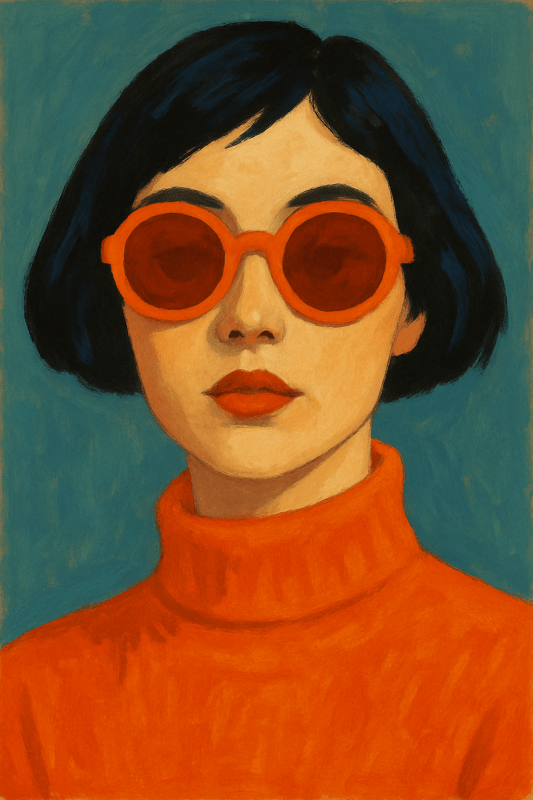 Portret w Pomarańczowym Swetrze - CasaNookDecor