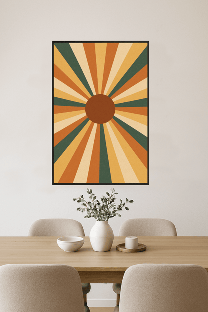 Retro Słoneczny Wybuch Plakat Artystyczny - CasaNookDecor