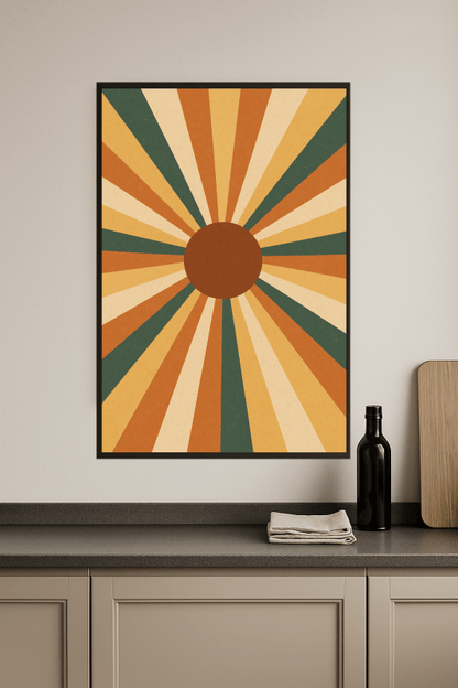 Retro Słoneczny Wybuch Plakat Artystyczny - CasaNookDecor