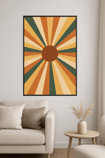 Retro Słoneczny Wybuch Plakat Artystyczny - CasaNookDecor