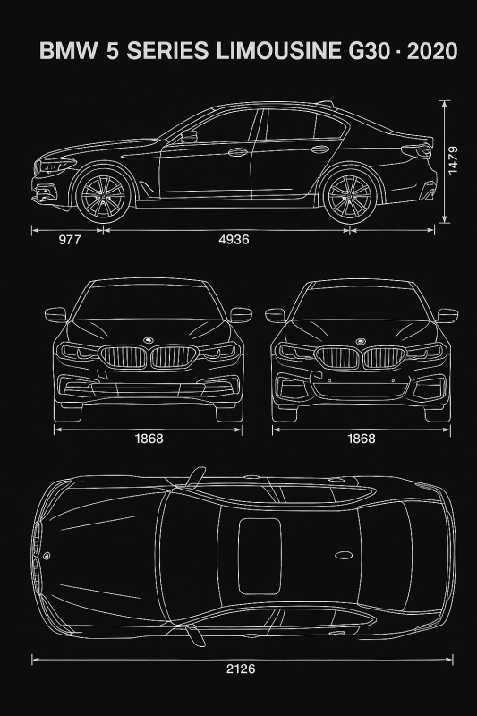 Rysunek Limuzyny BMW Serii 5 G30 2020 - CasaNookDecor