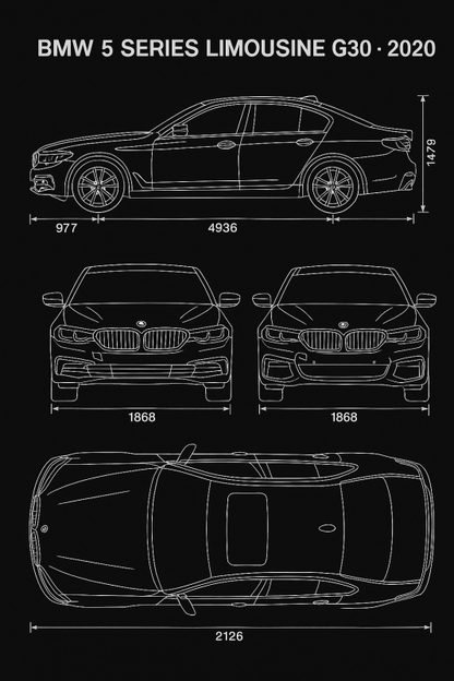 Rysunek Limuzyny BMW Serii 5 G30 2020 - CasaNookDecor