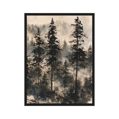 Misty Forest Ink I art print in a black frame