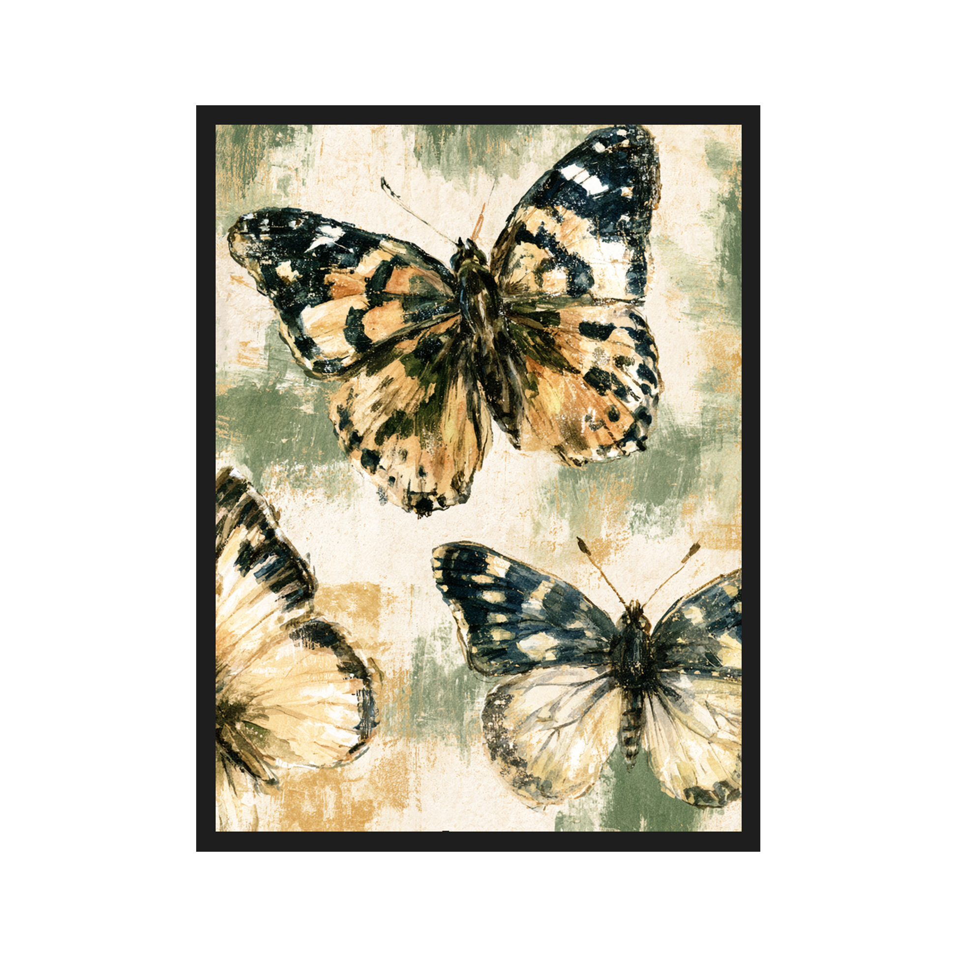 Vintage Butterflies I art print in a black frame