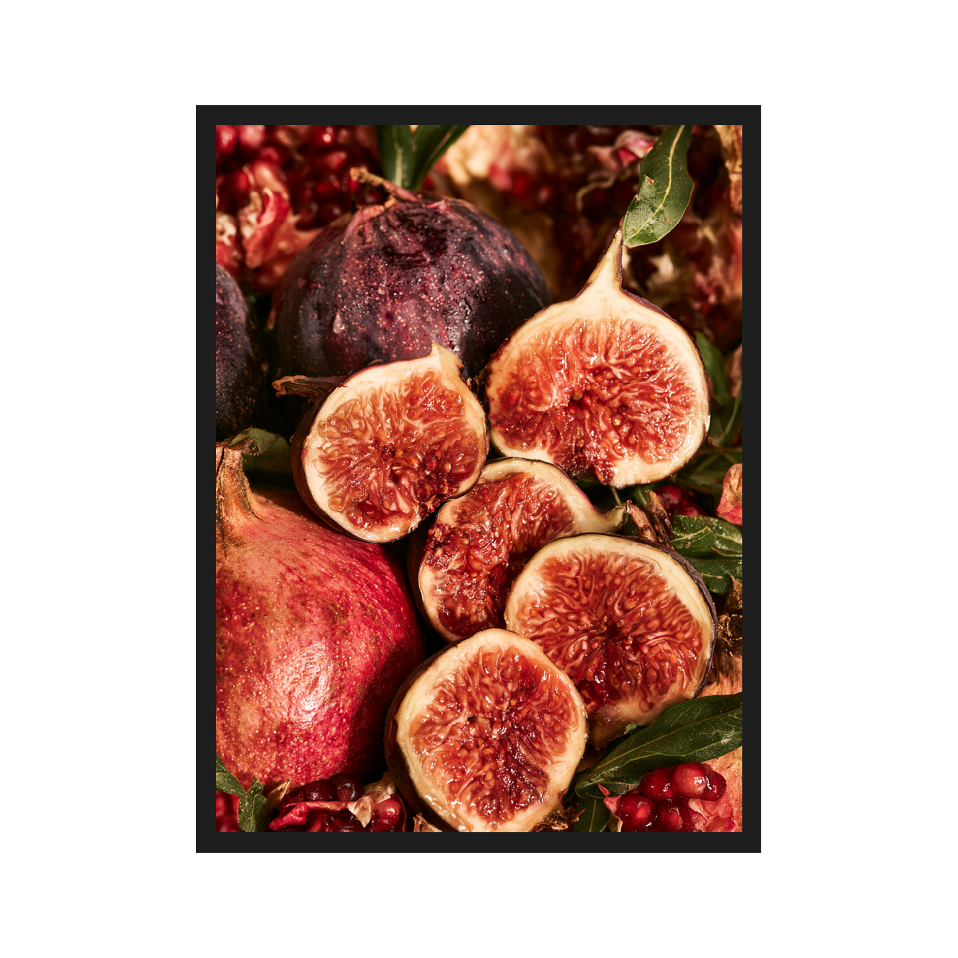 Figs and Pomegranates I art print in a black frame