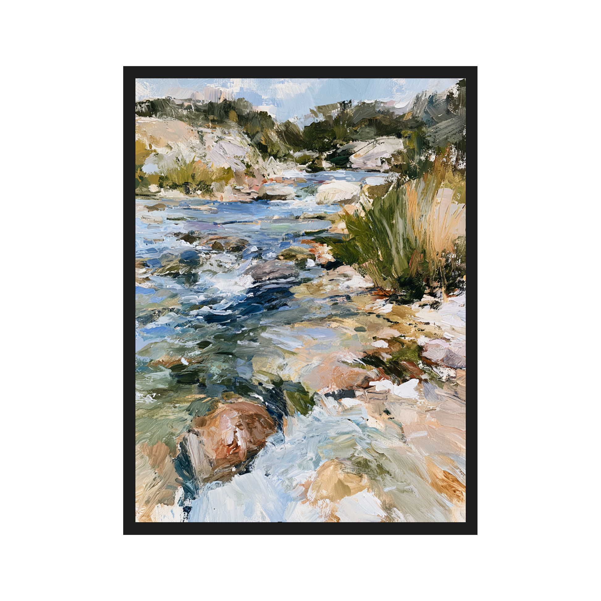 Mountain Stream I art print in a black frame