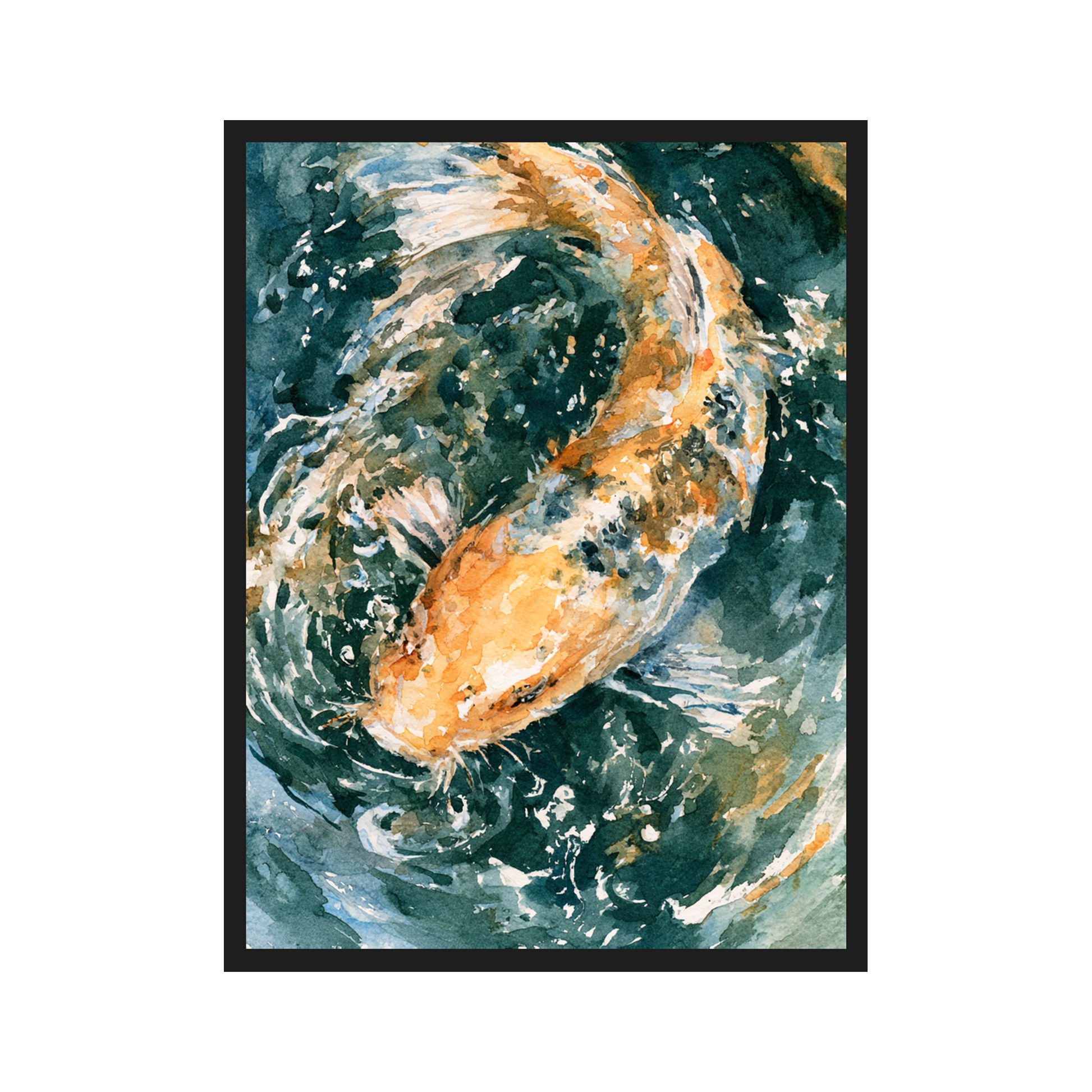Koi Pond I art print in a black frame