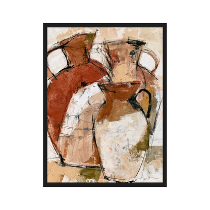 Terracotta Vessels I art print in a black frame