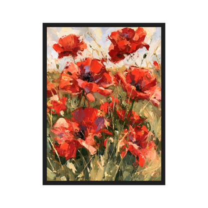 Wild Poppies I art print in a black frame