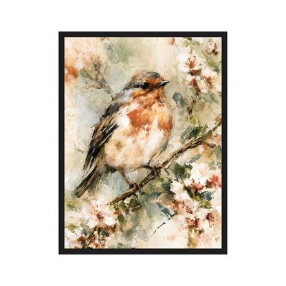 Garden Birds I art print in a black frame